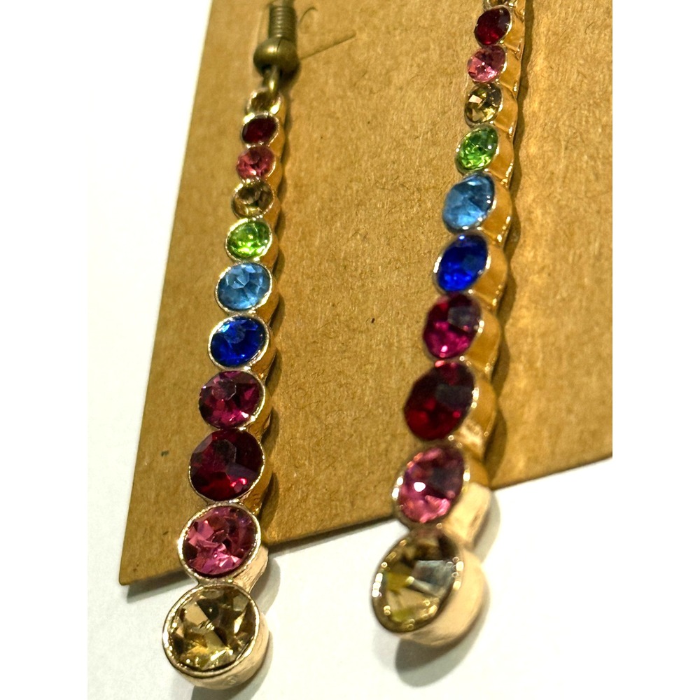 Multicolored Rhinestones Dangle Drop Earrings
